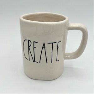 Rae Dunn LL Long Letter Create Mug M Stamp White Cream Black Coffee Tea